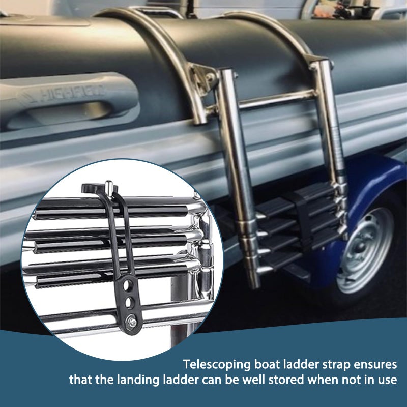 asdmm Telescoping Ladder Strap for Boat Yacht, Rubber Strap Secure Retaining Latch Band Belt with Adjustable Mounting Holes for Marine Sport Jet Swim Boarding (M) - Image 5